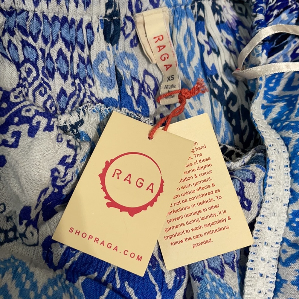 Anthropologie RAGA Until Sunrise Tiered Halter Midi Dress Blue Rust Ruffled XS - Picture 9 of 12